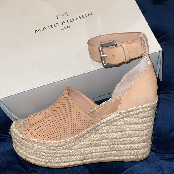 Marc Fisher Shoes - New in box! Marc Fisher Adalyne Blush suede wedge espadrilles Stunning!